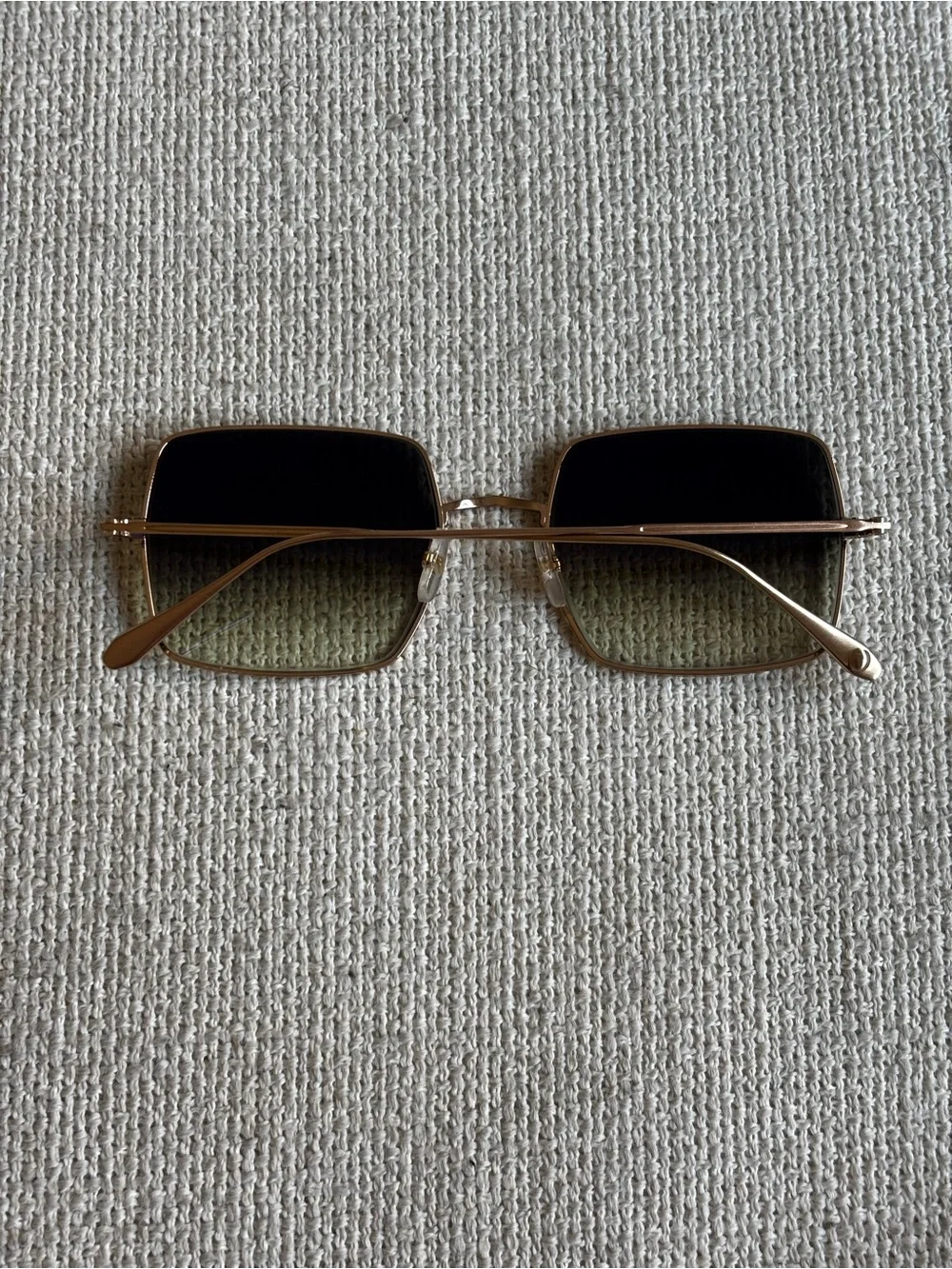 Women's Gold Square Metal Frame Sunglasses with Gradient Brown Lenses